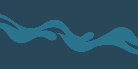 A simple abstract illustration of teal wavy lines on a dark blue background creating a fluid design
