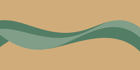 A minimalist illustration featuring flowing green waves against a tan colored background design element art