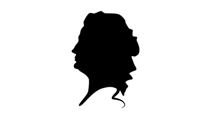 Ninon de Lenclos portrait, black isolated silhouette