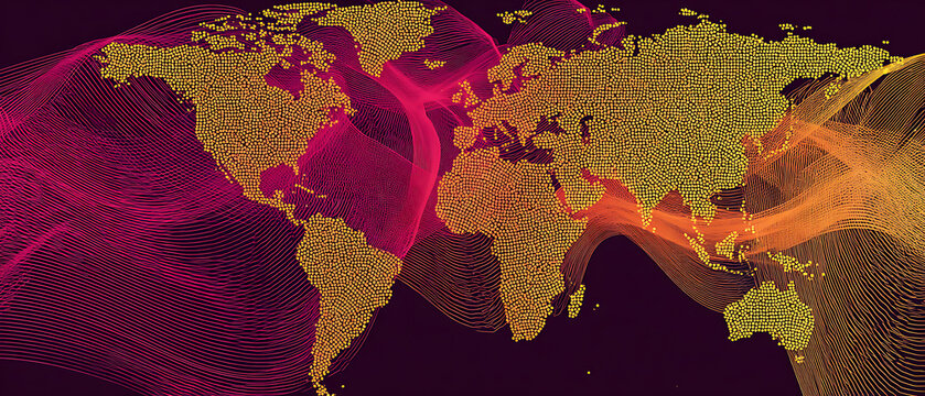 Ultra-Wide Abstract Background for International Business and Network