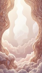 Abstract Cloudscape View Through Organic Arches