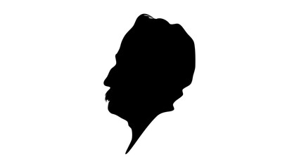 Carl Benz portrait, black isolated silhouette