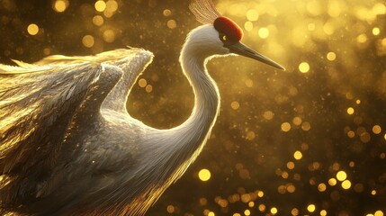 Obraz premium Crane in golden light