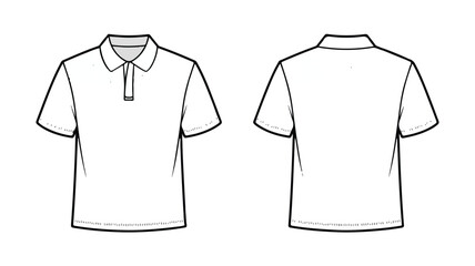 Fototapeta premium Front and back view of a white polo shirt with dotted pattern isolated on white background