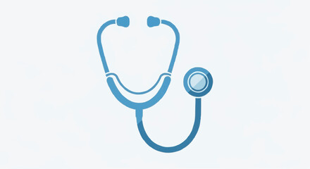 A simple blue stethoscope illustration, representing medical care, health checkups, and diagnostic tools isolated on