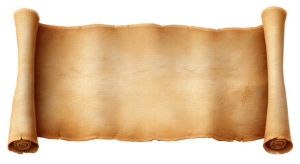 Aging Old Scroll with Torn Edges on White Background for Historical or Vintage Design