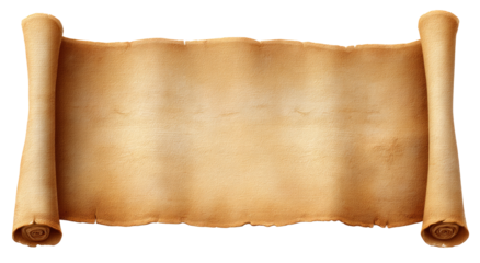 Aging Old Scroll with Torn Edges on White Background for Historical or Vintage Design