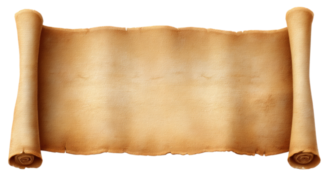 Aging Old Scroll with Torn Edges on White Background for Historical or Vintage Design