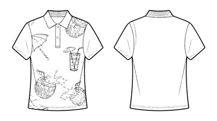 Coconut cocktail polo shirt isolated on white background a stylish and refreshing design for summer, perfect for casual outings and beach parties