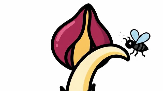 Animated fly around flower bud showcasing nature's smallest encounters and pollination process in