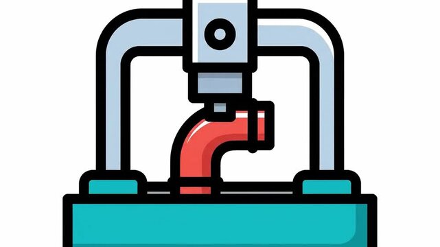 Animated Icon Sequence Showing Machine Assembly of Pipe Fittings Process Automation