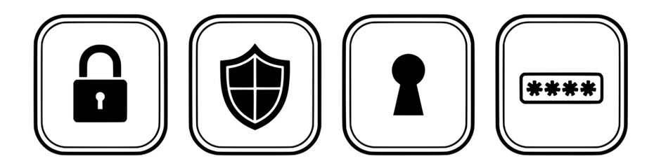 Vecter icons for security elements for web and app design lockshield,keyhole,password, protection, and access control