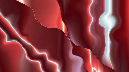 Crimson waves with luminous trails abstract fabric © Tihami