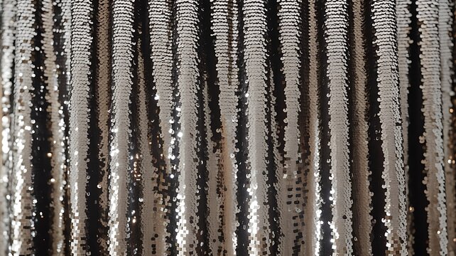 Close up metallic silver fabric with vertical pleats creating a textured shimmering background for design