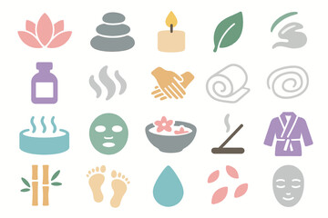 Spa and Wellness Icons Collection with Relaxation and Aromatherapy Elements