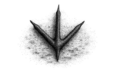 Fototapeta premium Dot art bird track: stippled avian footprint