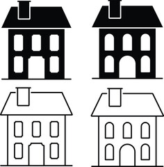 Modern Minimalist House Icon Set – Solid, Outline & Contemporary Designs