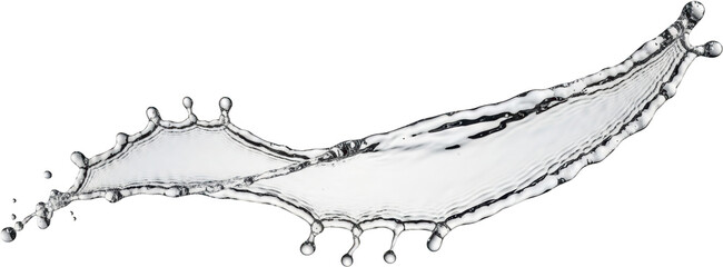 Dynamic clear liquid splash forming dynamic waves and droplets isolated with water transparent background motion fluid abstract creative clean refreshing