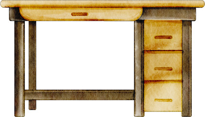 watercolor office desk