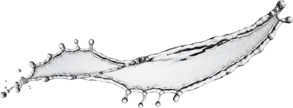 Dynamic clear liquid splash forming dynamic waves and droplets isolated with water transparent background motion fluid abstract creative clean refreshing