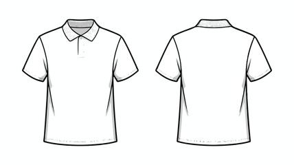 Naklejka premium Front and back view of a blank polo shirt isolated on white background, perfect for showcasing custom designs or logos on a classic apparel item