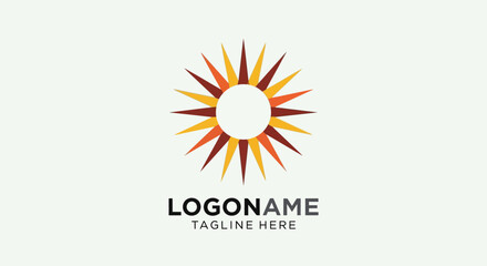 Elegant logo design featuring a vibrant sun symbol with warm color palette for brand identity