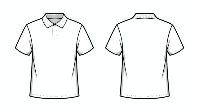 Front and back view of a blank polo shirt isolated on white background, perfect for showcasing custom designs or logos on a classic apparel item