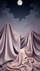 Mysterious Hills Under Moonlit Sky Surreal Landscape Art
