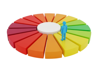 Pie chart analysis business strategy data visualization infographic report on transparent background