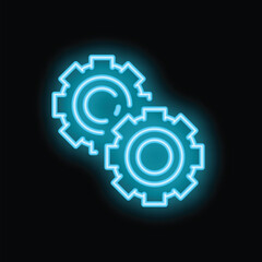 Two neon gears turning, representing a system working together