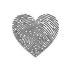 Black and White Heart Fingerprint Vector for Valentine's Day Romantic Love Design