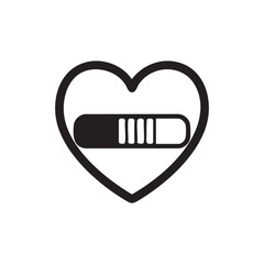 Black and white vector Valentine heart with love progress bar icon