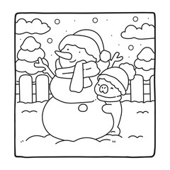 Capybara Christmas Fun Coloring Pages, Whimsical Gingerbread House Coloring Pages for Kids & Adults, Christmas Coloring Pages, bold & easy cozy winter coloring book pages, victor art. line art.