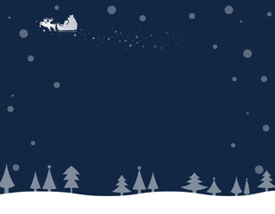 クリスマスの背景素材　サンタクロースとトナカイ　クリスマスツリー　フレーム素材