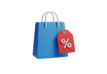 Shopping sale discount promotion bag price tag retail offer special buy on transparent background