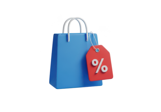 Shopping sale discount promotion bag price tag retail offer special buy on transparent background
