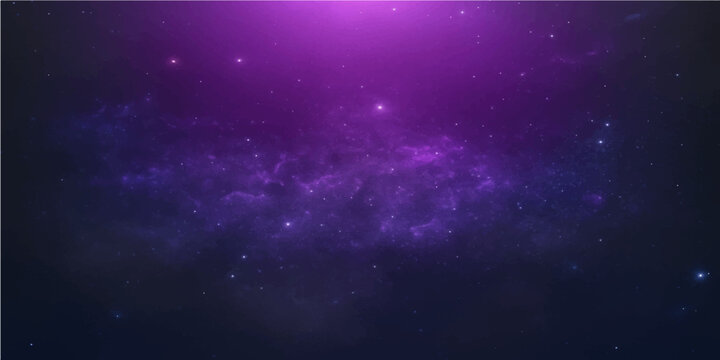 Abstract blue galaxy background with glowing stars and nebula light in dark cosmos