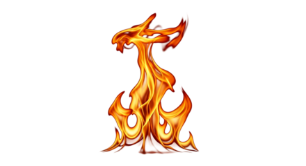 A stylized fire isolated on transparent background, a creative representation of flames