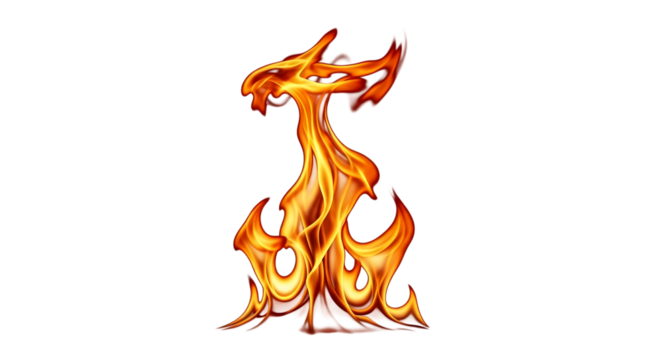 A stylized fire isolated on transparent background, a creative representation of flames