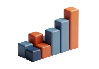 Growth bar chart diagram business data analysis diagrammatic infographic on transparent background