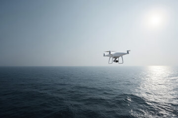 drone efficiently extinguishing oil spill in vast ocean showcasing modern technology at work
