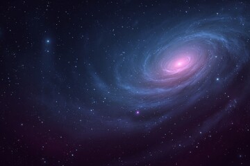 deep space background with spiral galaxy and copy space