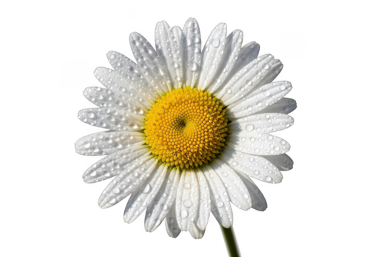 Beautiful white daisy flower with water droplets macro photography art on transparent background - Powered by Adobe