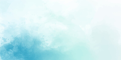 Abstract watercolor texture of a bright blue sky with light white clouds