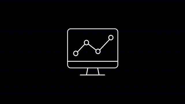 Data analytics line icon on computer monitor