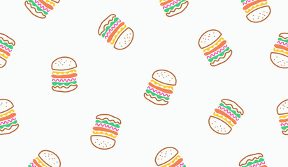 Cute burger pattern background vector design