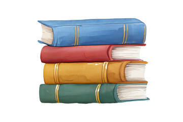 Stack of watercolor colorful books illustration, isolated