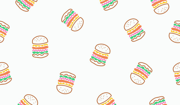 Cute burger pattern background vector design - Powered by Adobe