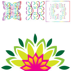 A vibrant collection of floral designs and abstract patterns, showcasing a blend of organic shapes and geometric forms isolated on