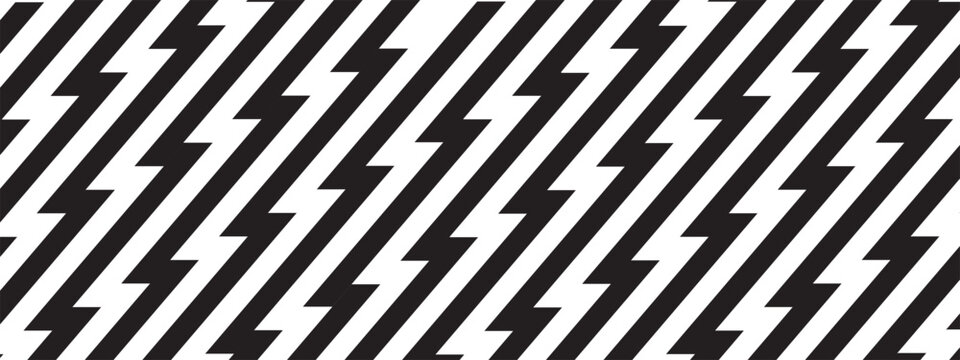 Repeating slanted zigzag lines wallpaper. Thunderbolt, electric power, flash light background. Tilted jagged stripes pattern. Shock, danger or surprise cartoon print. Vector graphic illustration